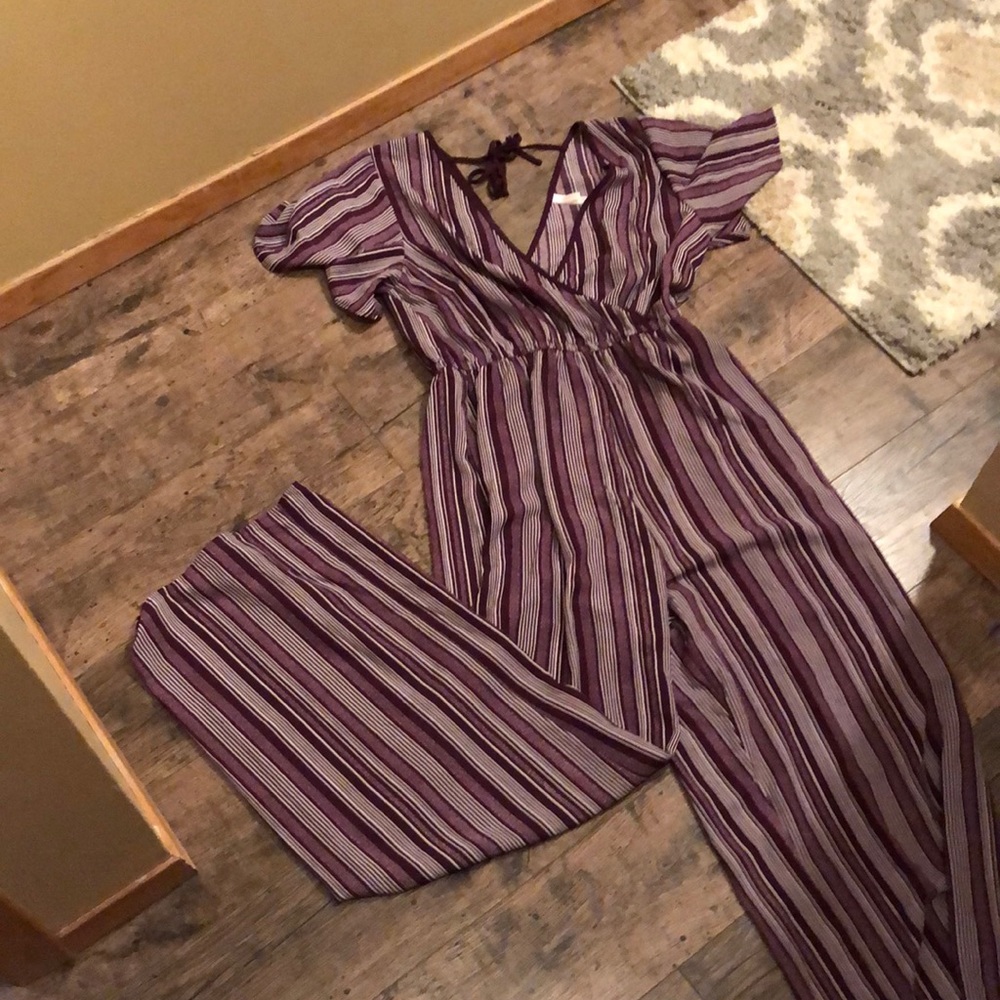 Purple and white jumpsuit